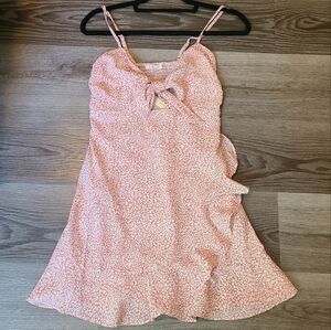Pink Floral Ruffle Mini Dress S Nwt